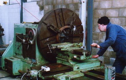 View of facing lathe